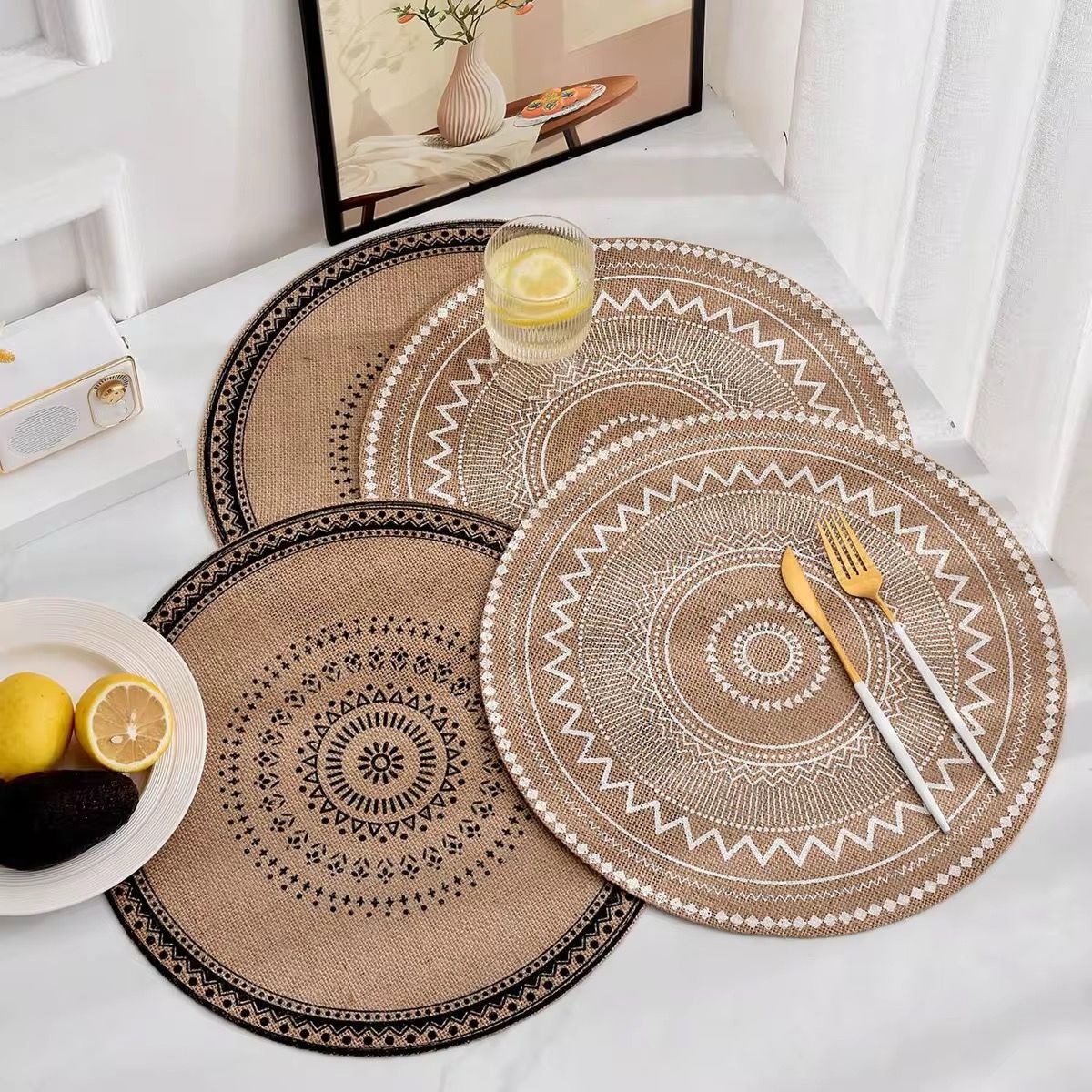 6Pcs Boho Style Jute Table Placemats