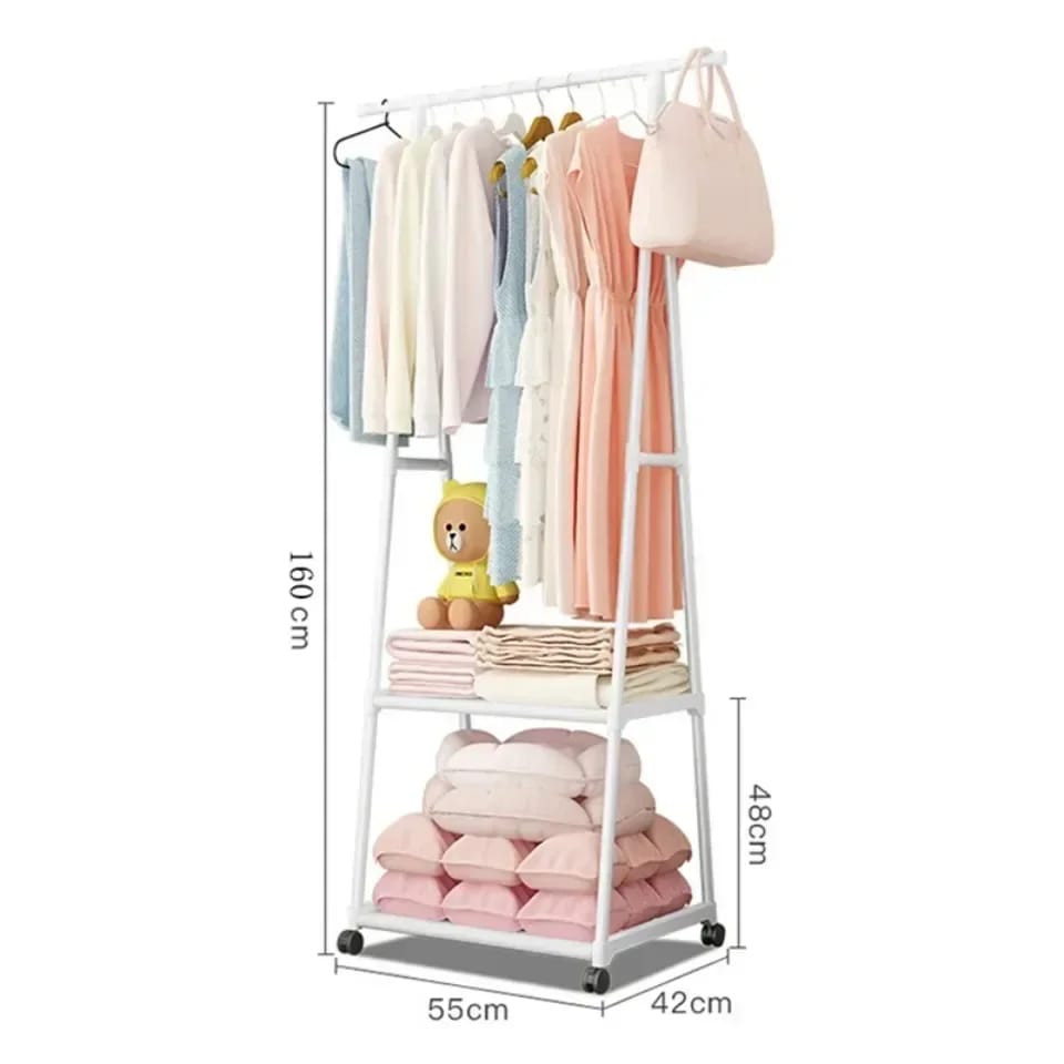Indoor Triangular Coat Rack with Wheels – Multi-Layer Mobile Hanger Rack