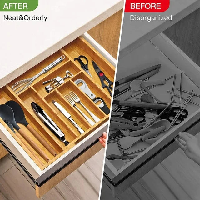 Multifunctional Bamboo Drawer Organizer – Naturally Organized