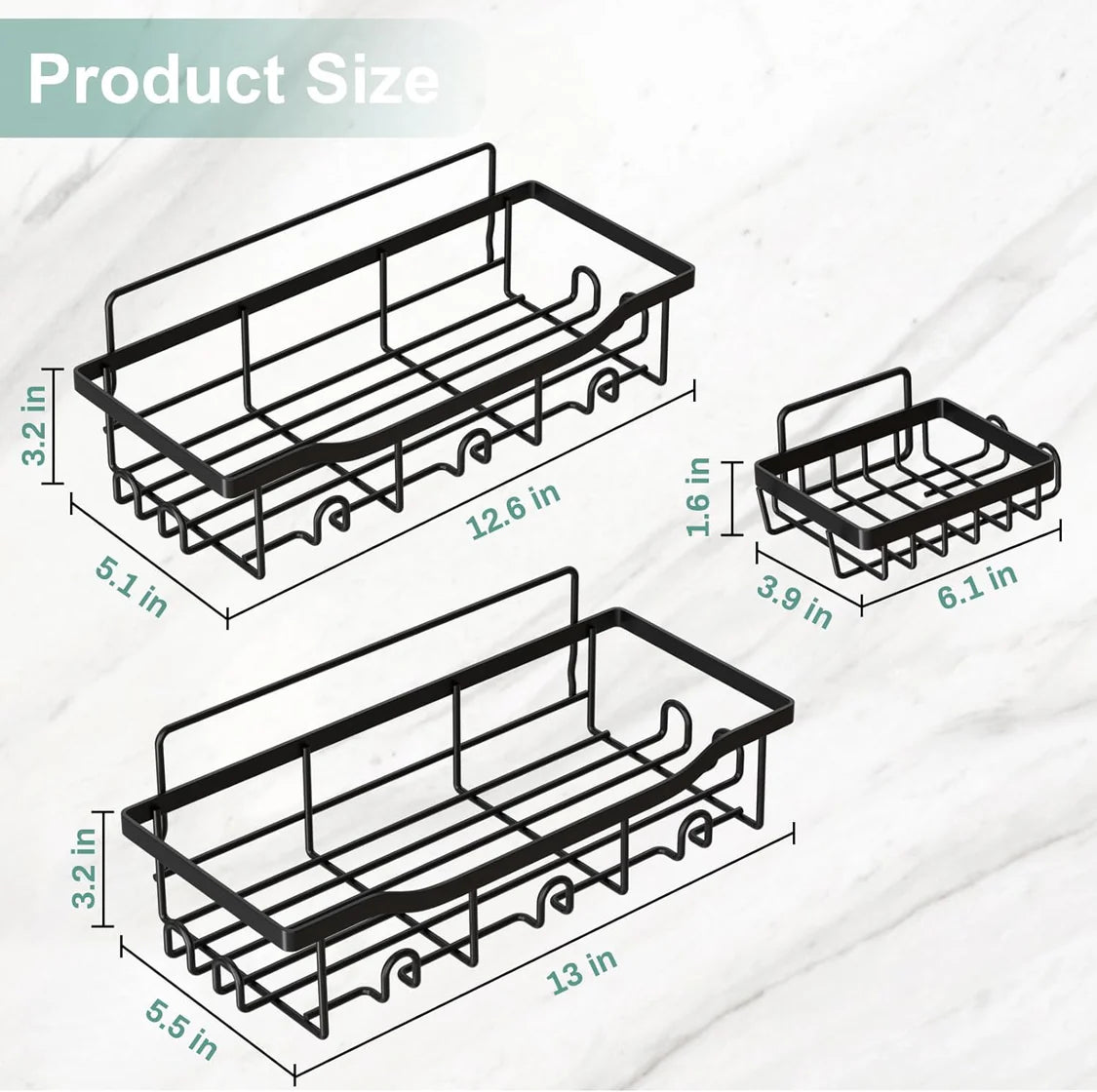 5pcs Set Shower Caddy Shelf / Bathroom Organizer