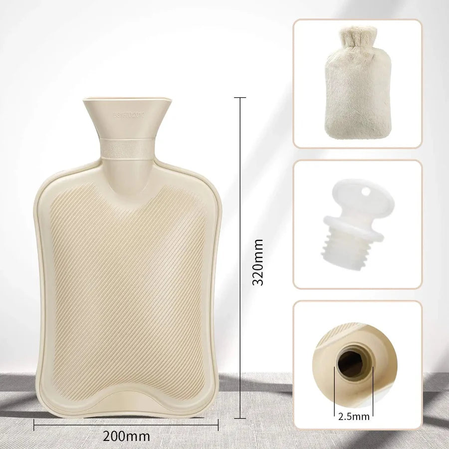 Hot Water Bottles with Faux Fleece Cover | Comfort in Every Drop |2L capacity.