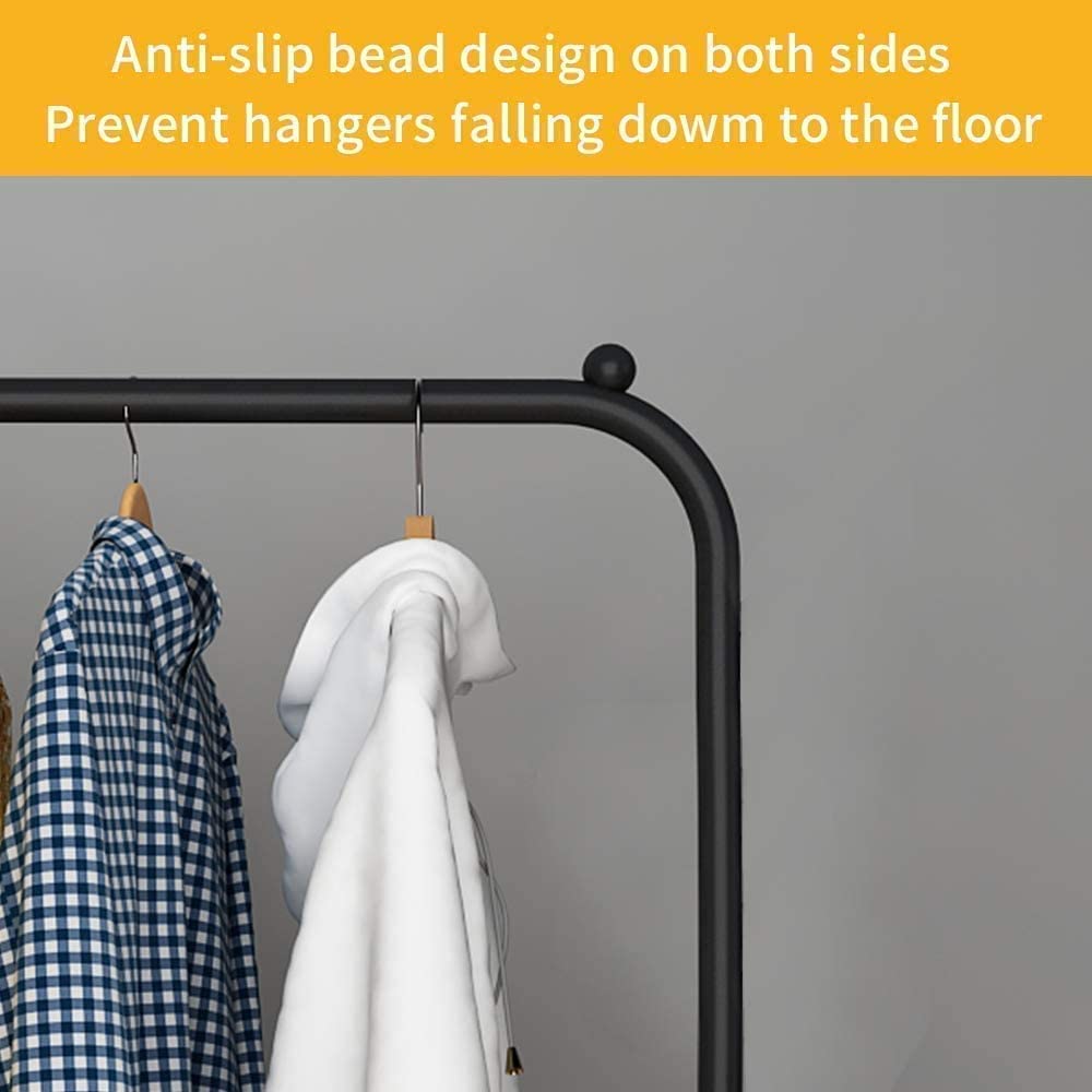 Double Pole Clothing Rack with Shoe Storage – 110x40x150cm, Black Metal