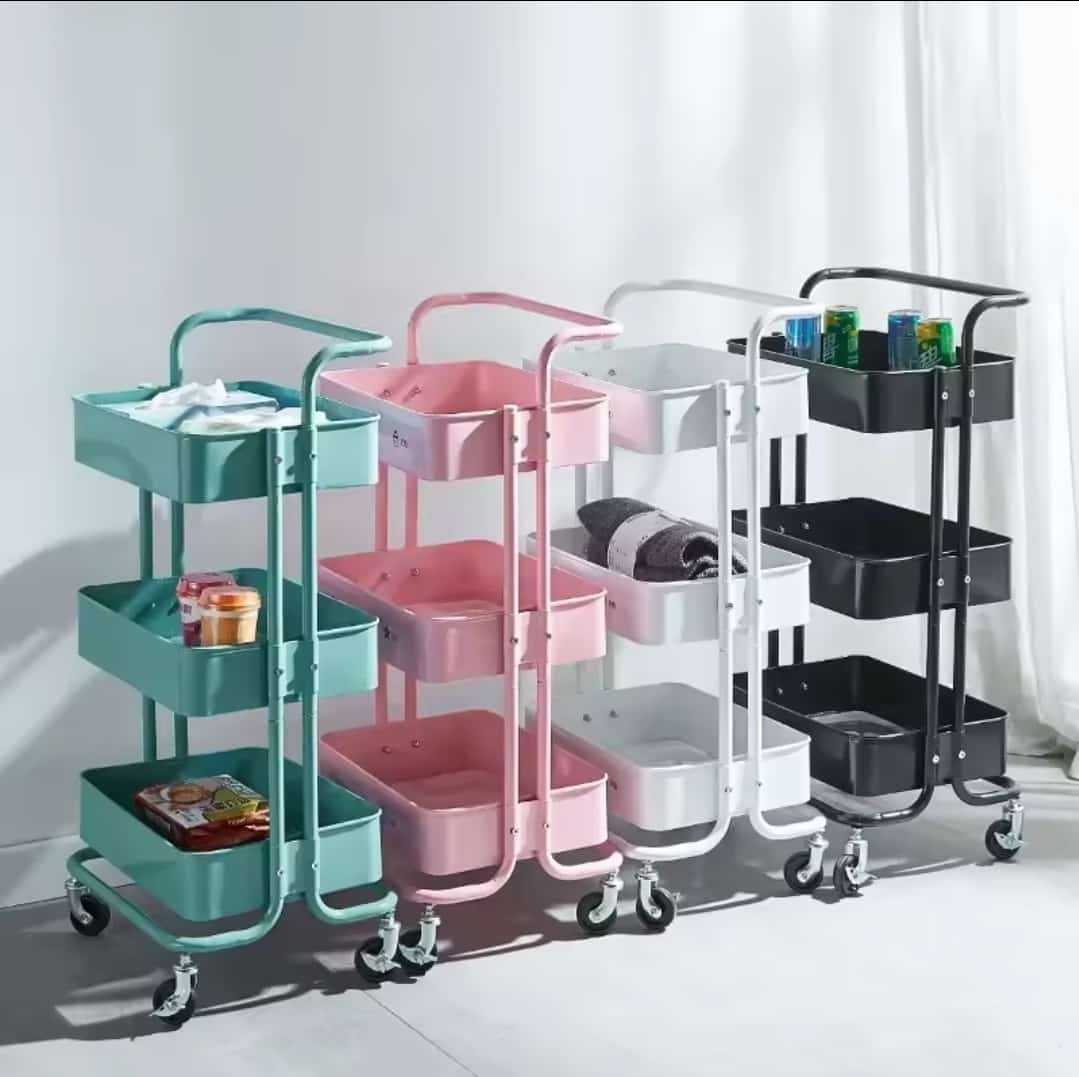 Multi-Functional Movable Trolley Storage Rack|3Layer Rolling Storage Rack