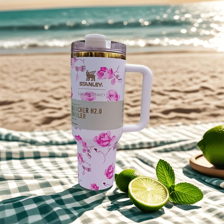 Original Love Shark Stanley Tumbler 1.18L Floral Edition with Straw & Topper