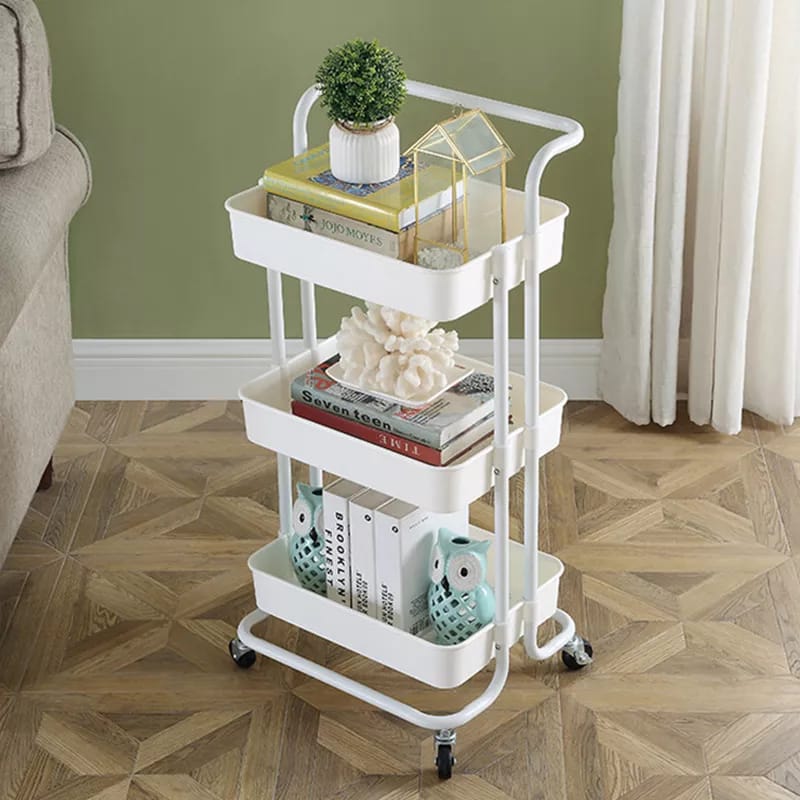 Multi-Functional Movable Trolley Storage Rack|3Layer Rolling Storage Rack