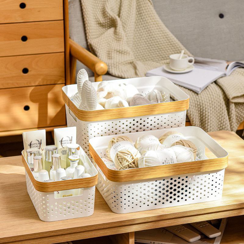 3pcs Nordic Multipurpose Storage Baskets with Goldish Lining.