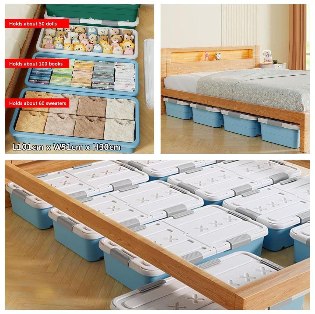 Underbed Storage Boxes with Pulley System- Maximize Dorm Space with Style