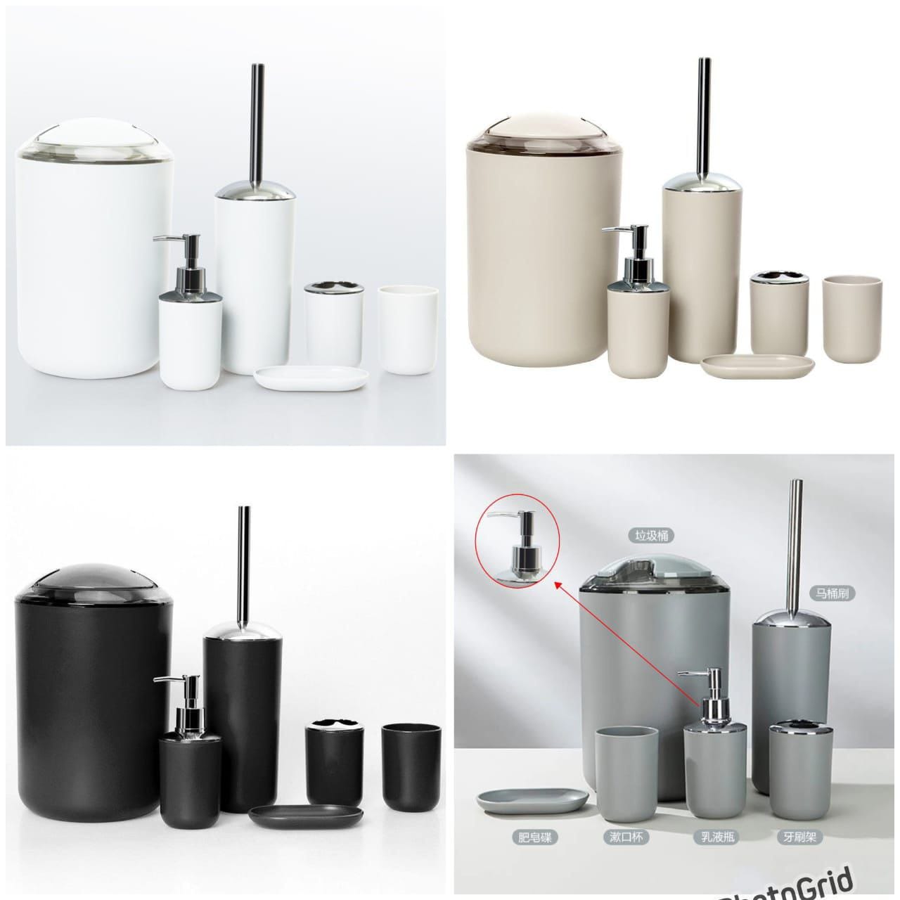 6pcs Elegant Bathroom Accessories Set – Functional Style for Every Bathroom