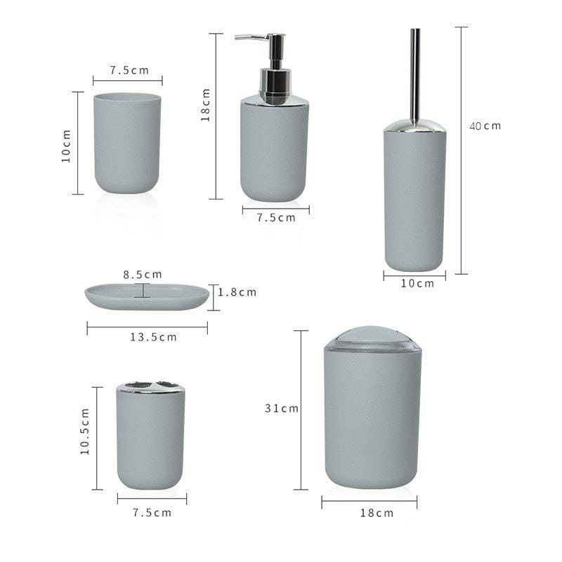 6pcs Elegant Bathroom Accessories Set – Functional Style for Every Bathroom