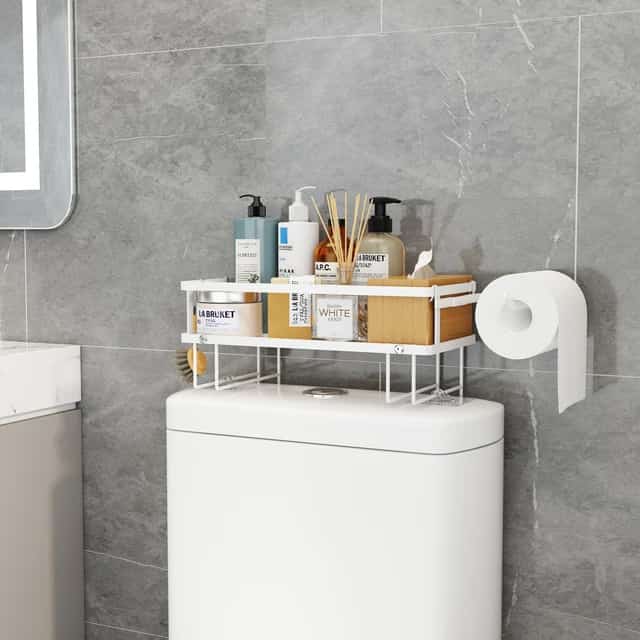 Single Layer Bathroom/Toilet Rack with Tissue Holder