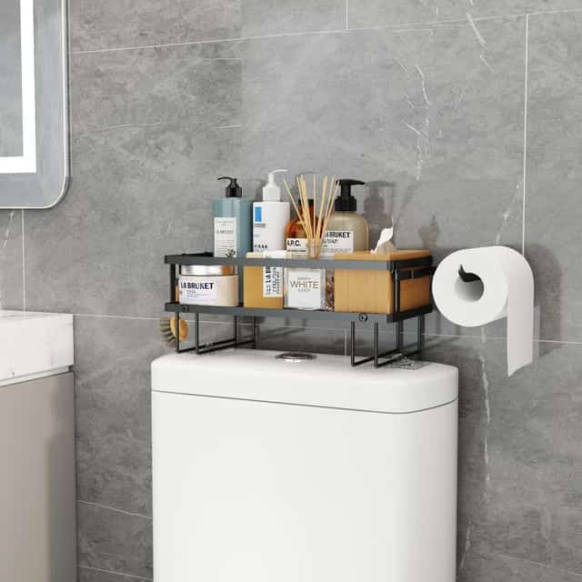 Single Layer Bathroom/Toilet Rack with Tissue Holder