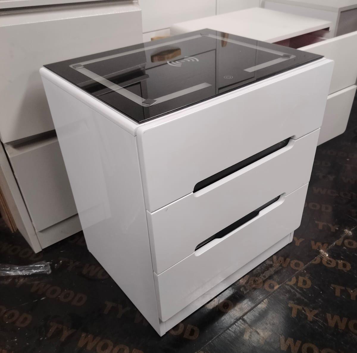 Intelligent Smart Bedside Table with LED Lighting Wireless Charging for Smartphones and Gadgets