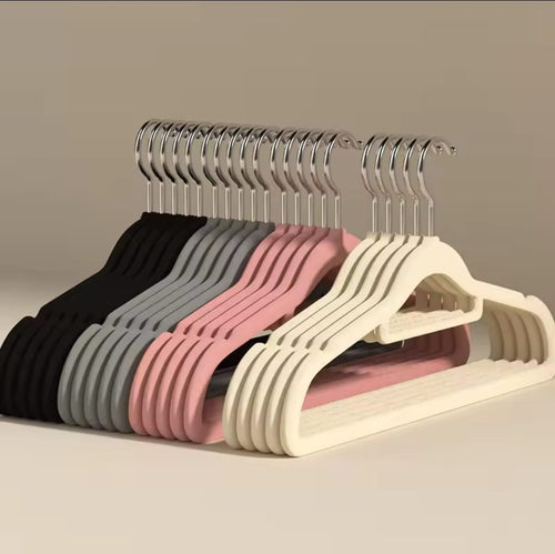 10-Piece Velvet Non-Slip Hangers with Tie Bar