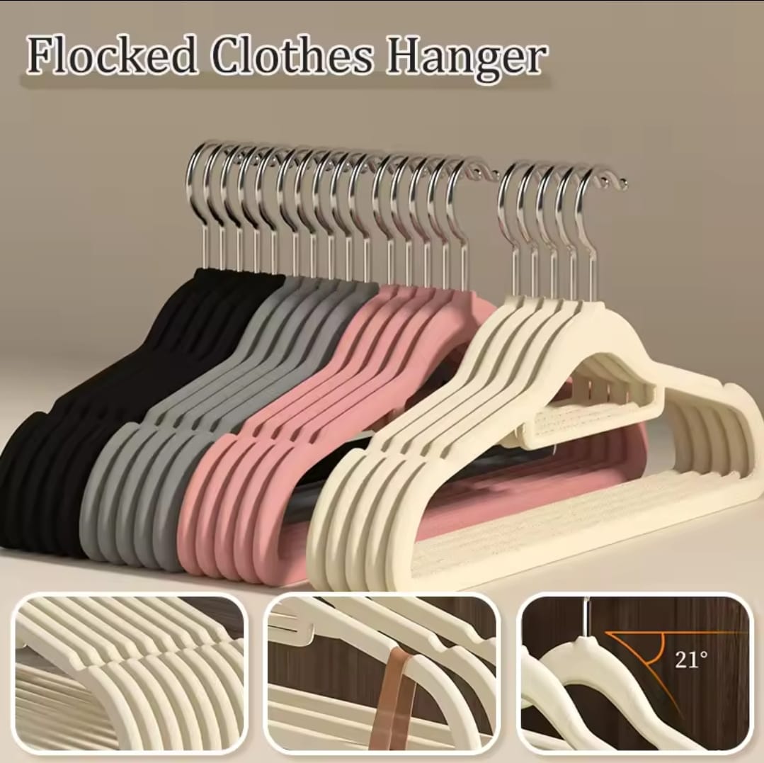 10-Piece Velvet Non-Slip Hangers with Tie Bar