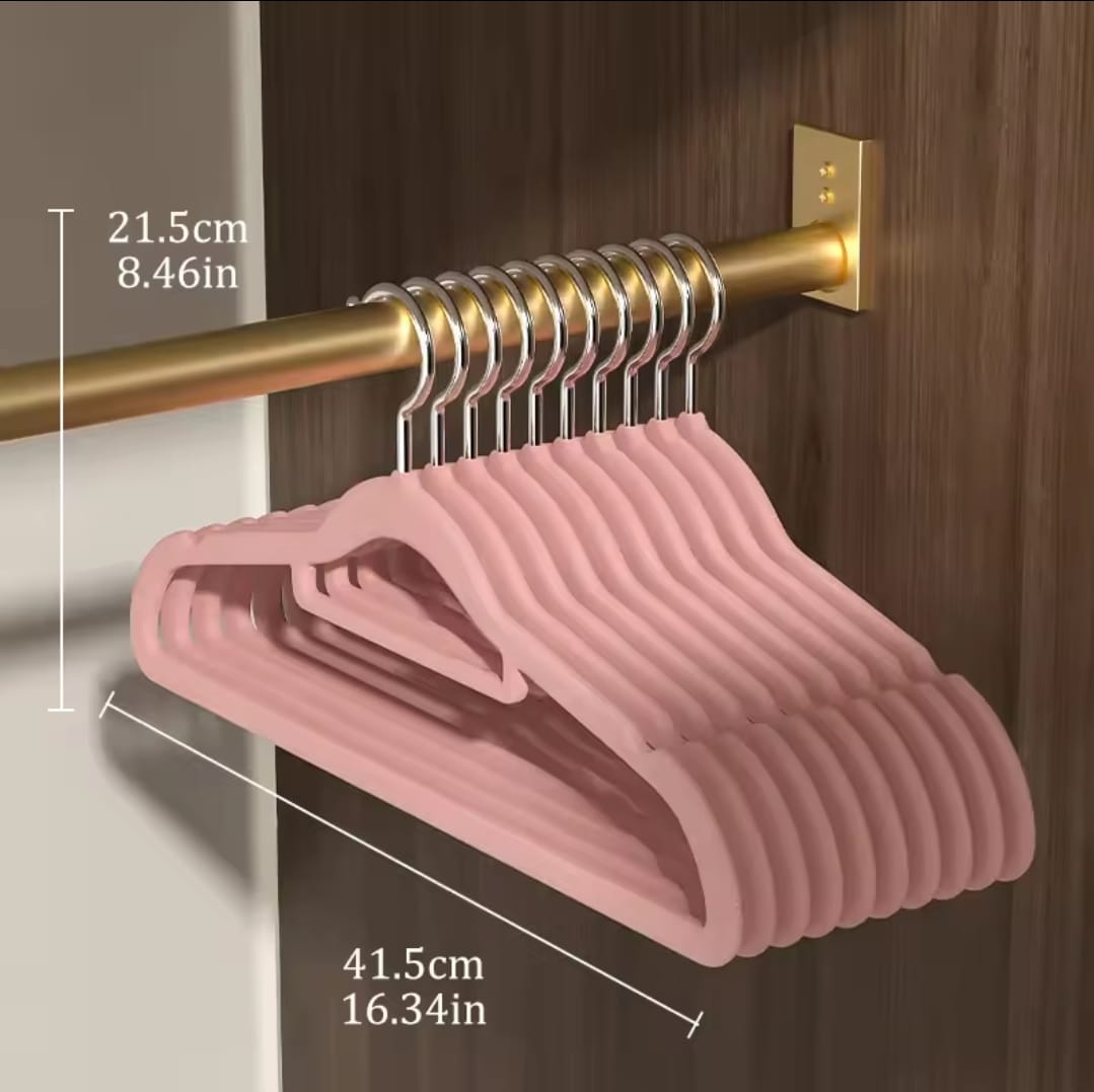 10-Piece Velvet Non-Slip Hangers with Tie Bar