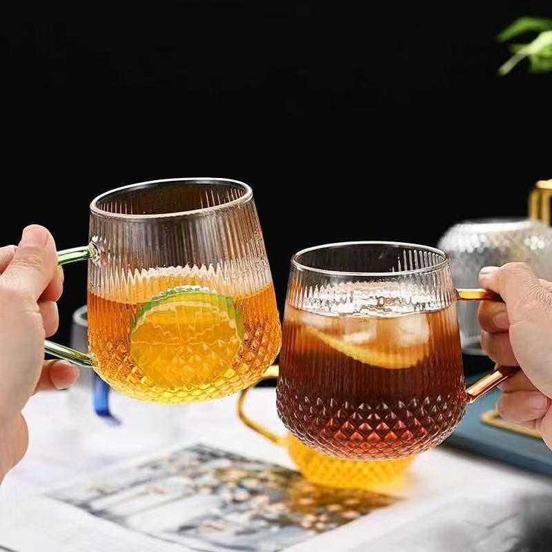 6-Piece Borosilicate Glass Cups – Gold Handle