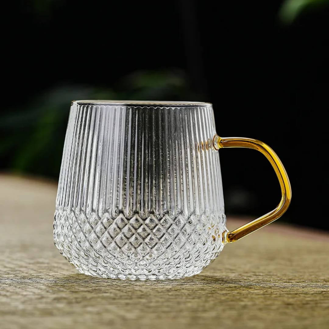 6-Piece Borosilicate Glass Cups – Gold Handle