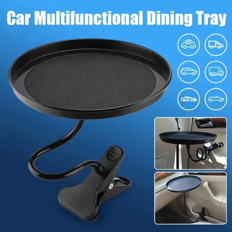 Adjustable Car Food Tray Clamp Bracket Multifunctional Drink Coffee Bottle Organizer Dining Table Car Cup Holder Swivel Tray