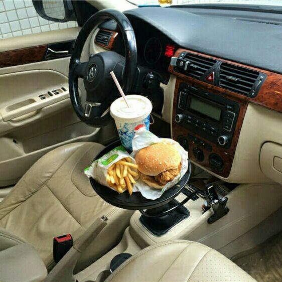 Adjustable Car Food Tray Clamp Bracket Multifunctional Drink Coffee Bottle Organizer Dining Table Car Cup Holder Swivel Tray