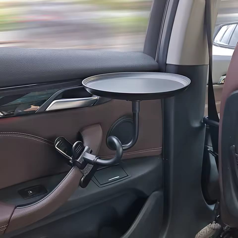 Adjustable Car Food Tray Clamp Bracket Multifunctional Drink Coffee Bottle Organizer Dining Table Car Cup Holder Swivel Tray