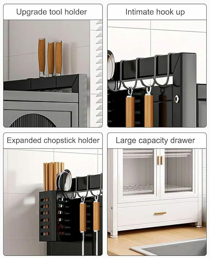 Minimalist Kitchen Countertop Dish Rack with Drawers