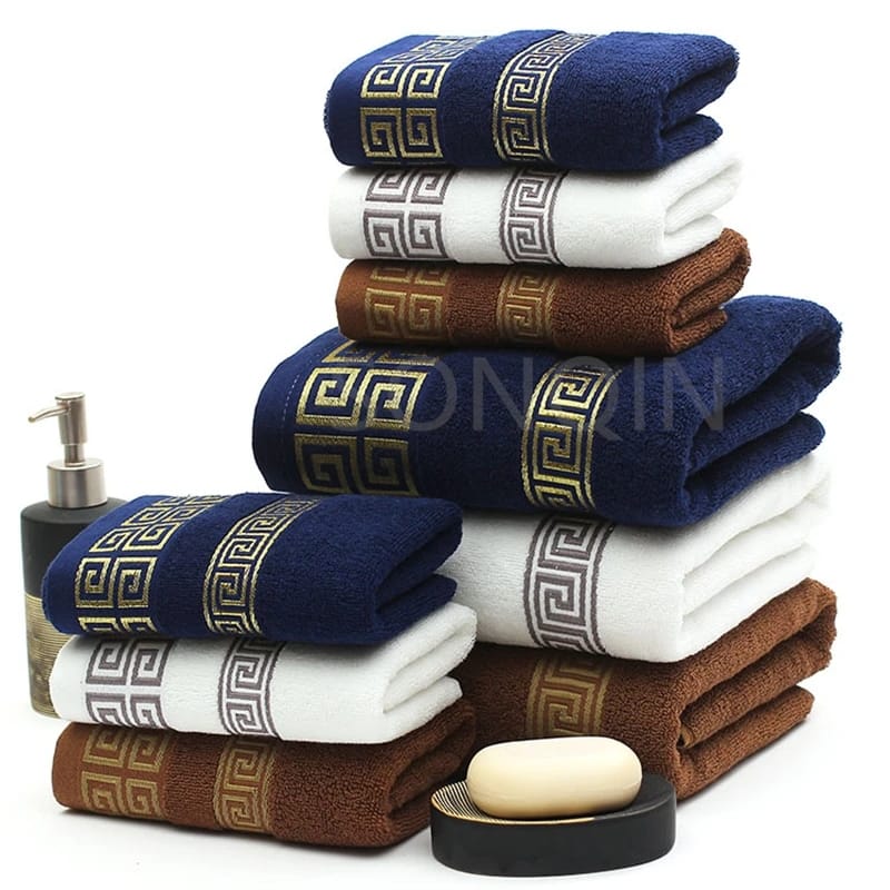 3Pc Cotton Bath Towels Set 100% High Quality Cotton Soft Absorbent & Durable