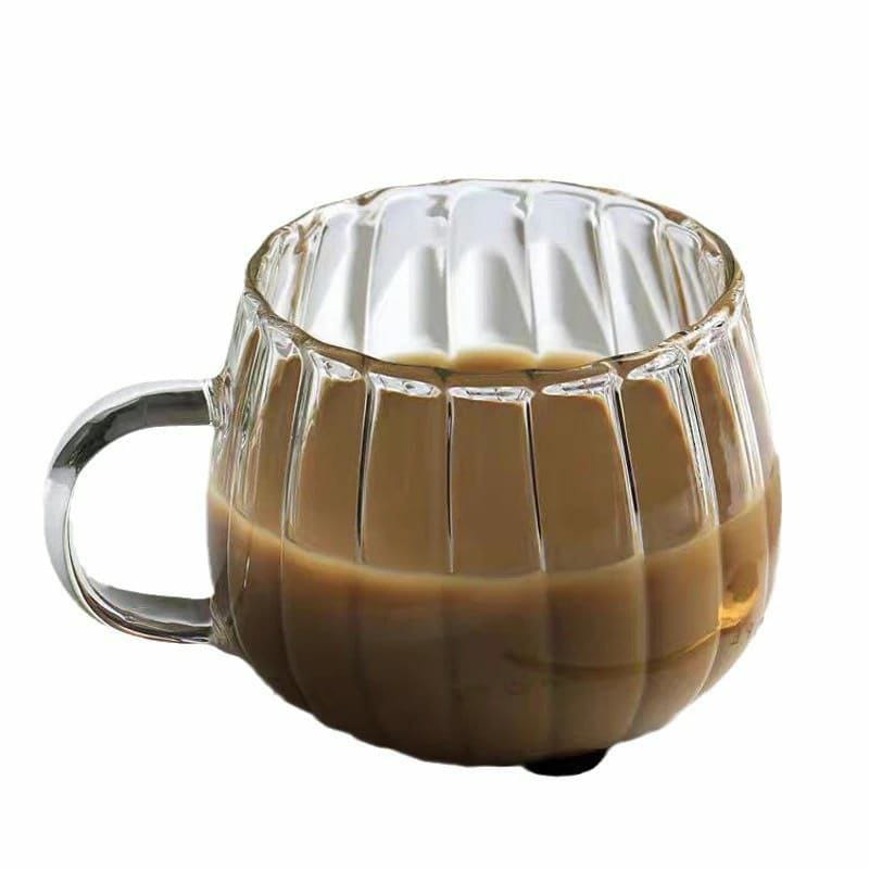 Stripped Pumpkin Shape Borosilicate Glass Cups – Set of 2