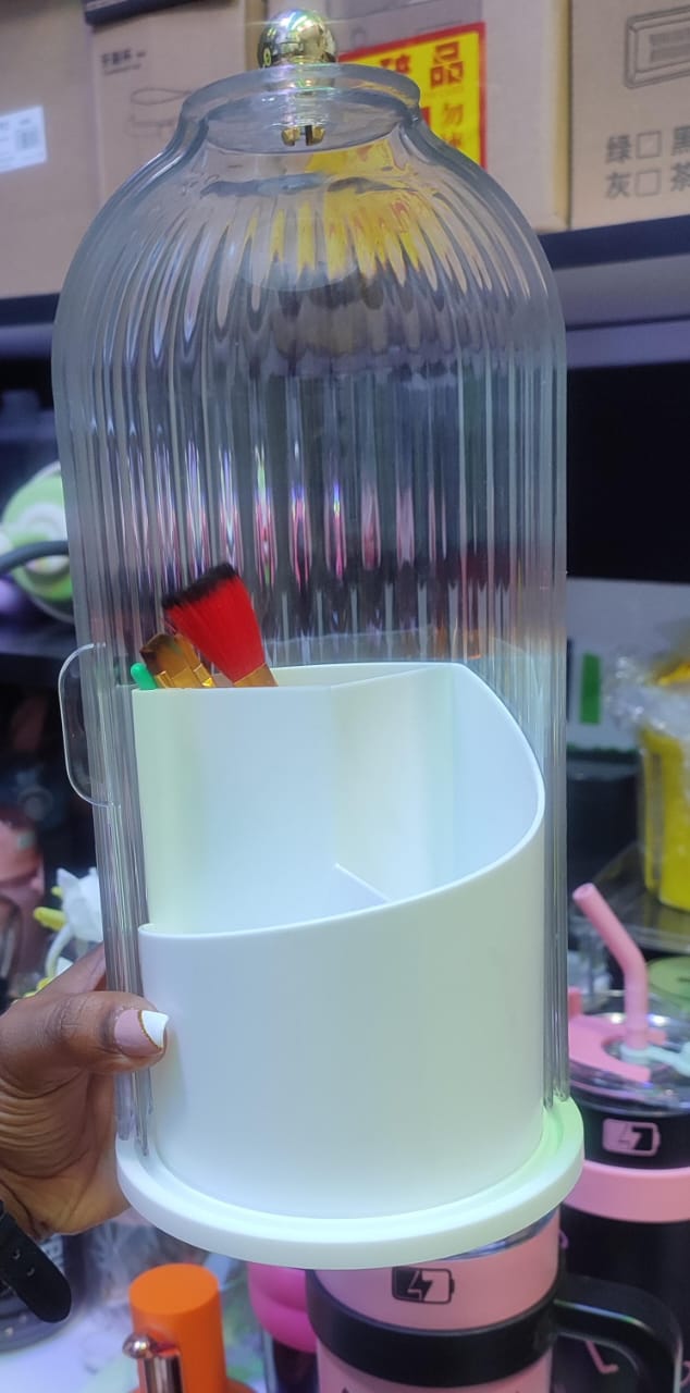 3 Tier Makeup Brush Organizer with Lid & Removable Divider Elegant & Functional Storage