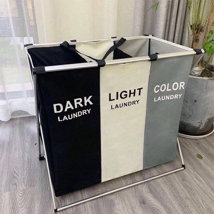 3 compartment foldable Laundry Basket