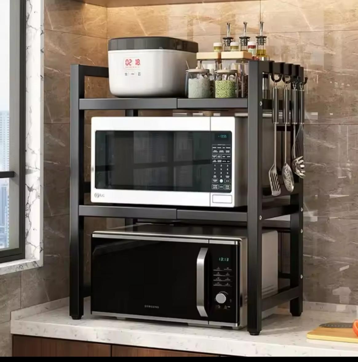 Double Layer Heavy Duty Adjustable Microwave Stand Carbon Steel, Rust Free