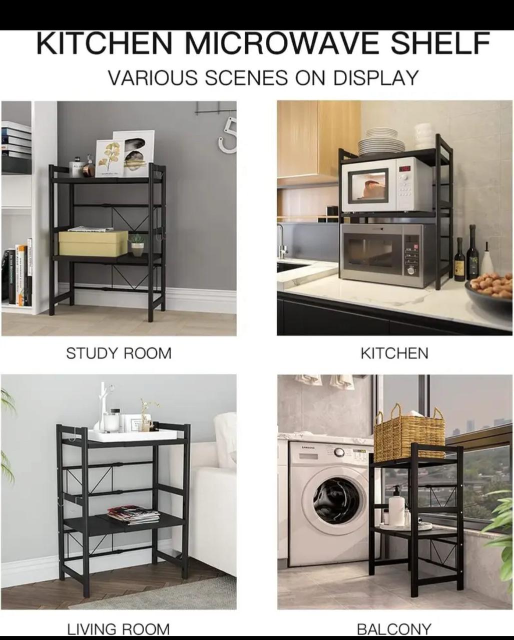Double Layer Heavy Duty Adjustable Microwave Stand Carbon Steel, Rust Free