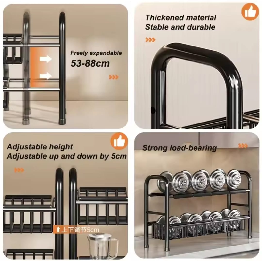 Under the sink adjustable 2 tier rack