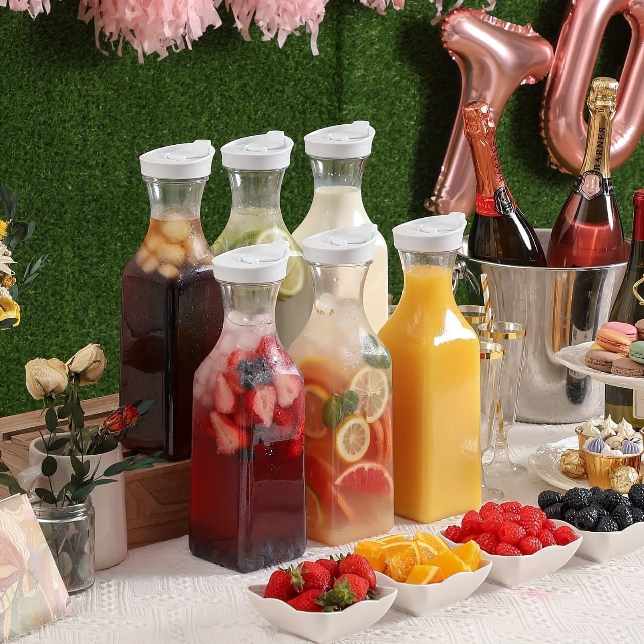 Juice Carafe 1.5 Liters With Lids Airtight Drink Pitcher