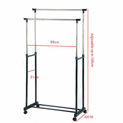 Double Pole Stainless Steel Coat Rack / Floor Clothes Rack