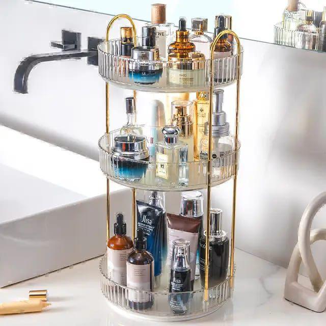 360 Degree 3 Tier Rotating Multifunctional Transparent makeup/Cosmetic organizer