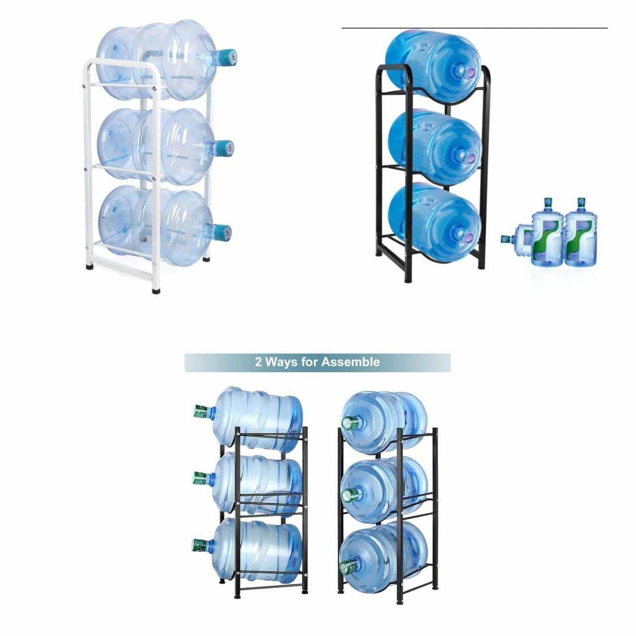 3Tier Water Bottle Holder Rack Heavy Duty Carbon Steel, Rust Proof, Space Saving Design Black