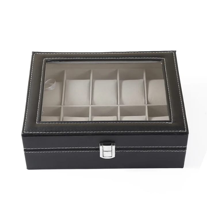 12 Slots Watch Organizer | Storage Box | Dust Free Display Case for Watch Collection (Holds 12 Watches)