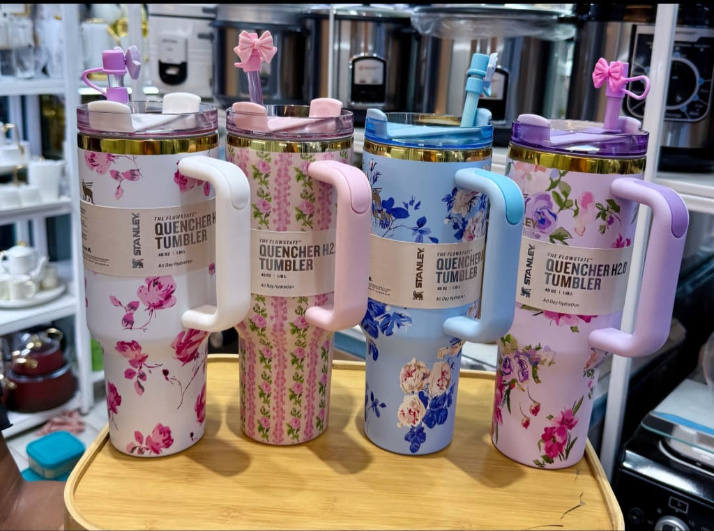 Original Love Shark Stanley Tumbler 1.18L Floral Edition with Straw & Topper
