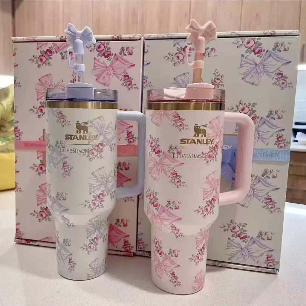 Original Love Shark Stanley Tumbler 1.18L Floral Edition with Straw & Topper