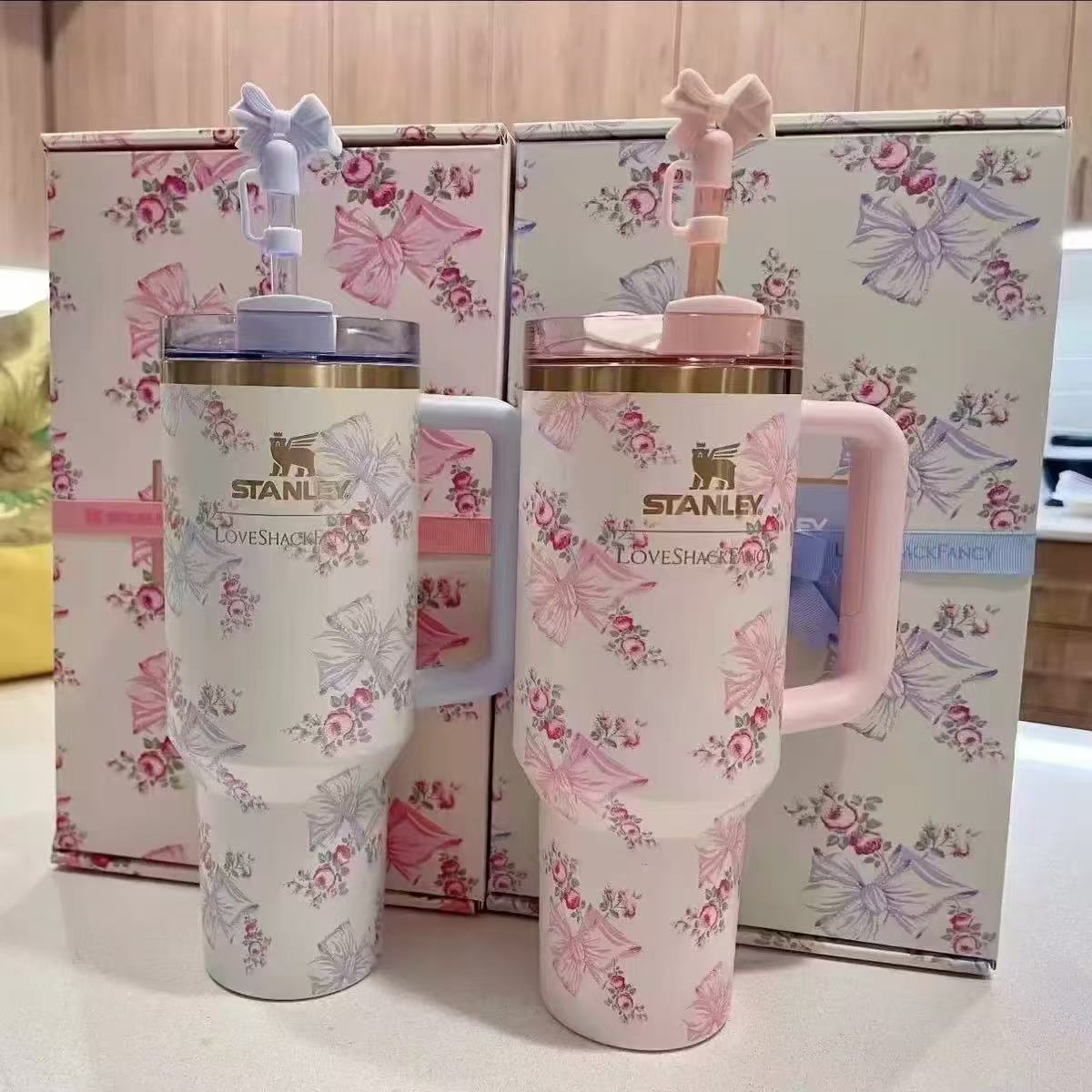 Original Love Shark Stanley Tumbler 1.18L Floral Edition with Straw & Topper