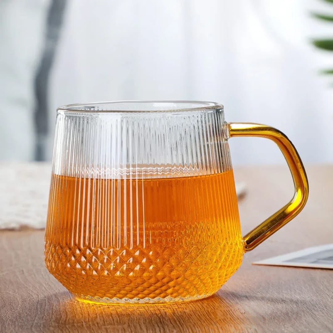 6-Piece Borosilicate Glass Cups – Gold Handle