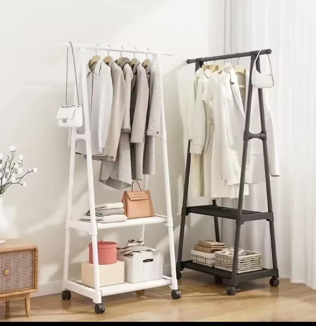 Indoor Triangular Coat Rack with Wheels – Multi-Layer Mobile Hanger Rack