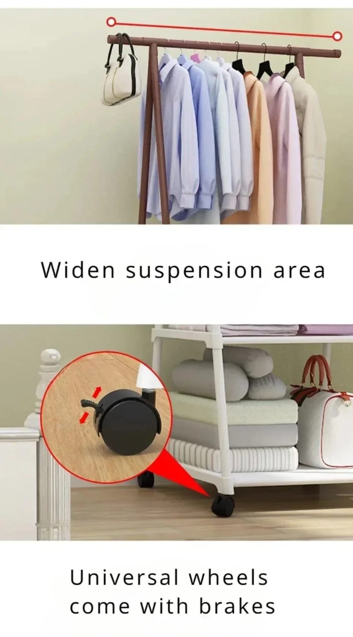 Indoor Triangular Coat Rack with Wheels – Multi-Layer Mobile Hanger Rack