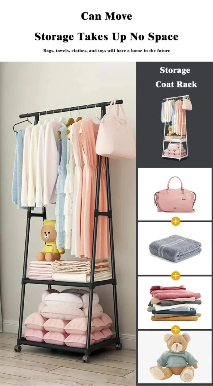 Indoor Triangular Coat Rack with Wheels – Multi-Layer Mobile Hanger Rack