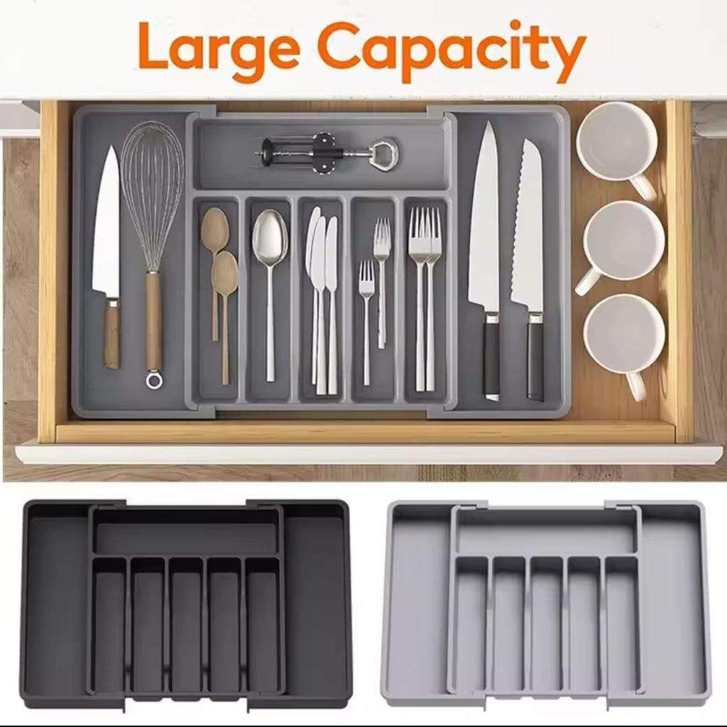 Expandable Cutlery Drawer Organizer – Adjustable Kitchen Tray (BPA-Free Plastic)