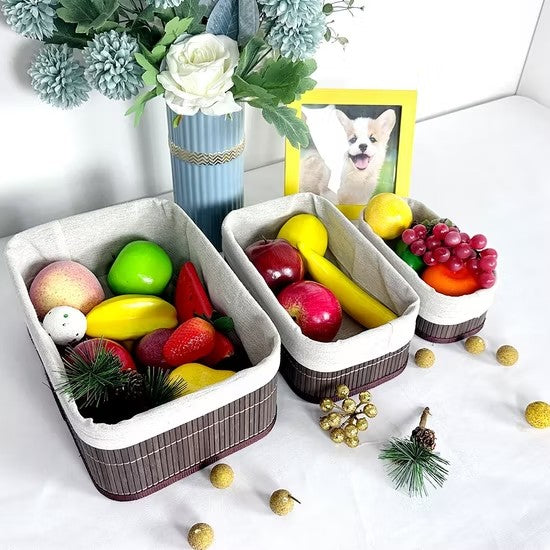 3-in-1 Organising Wicker Baskets | Sizes:  Large: 30 × 20 × 12cm | Medium: 26 × 16 × 10cm | Small: 22 × 12 × 8cm