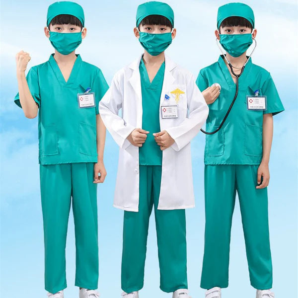 Professional Children's Doctor Costume with Full Accessories Set for Cosplay and School Curriculum