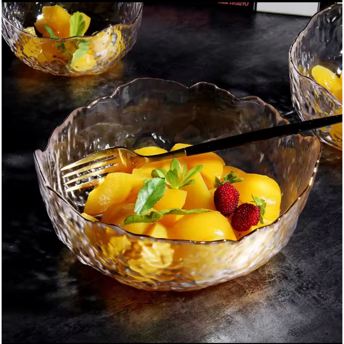 3pcs Glass Salad/Fruit Bowl Set
