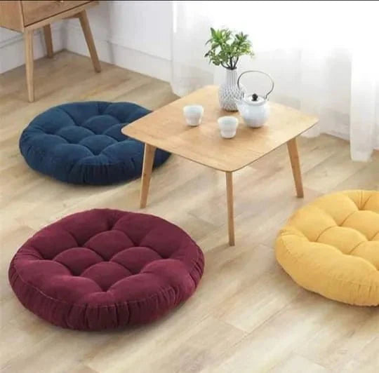 Round Floor Cushion Seat – Plush Tufted Floor Pillow for Home & Meditation |Size: Diameter – 34 inches | Height – 8 inche