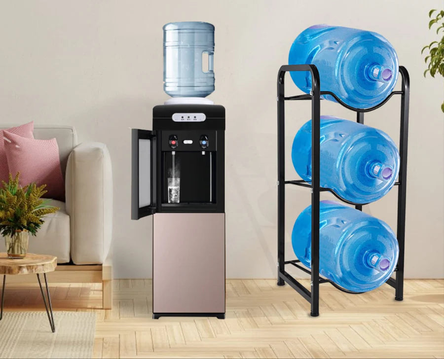 3Tier Water Bottle Holder Rack Heavy Duty Carbon Steel, Rust Proof, Space Saving Design Black